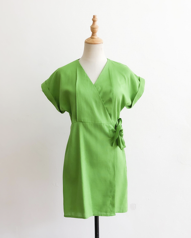 Vestido Cruzado Corto Neon Green