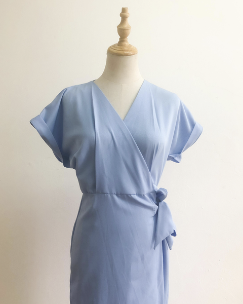 Vestido Cruzado Largo Ocean Baby Blue