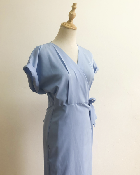 Vestido Cruzado Largo Ocean Baby Blue